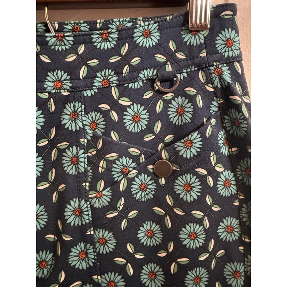 Anthropologie Maeve Slim Ponte Pants Sz 4 Stretch Flower Mod Print Thick Knit - Picture 3 of 10